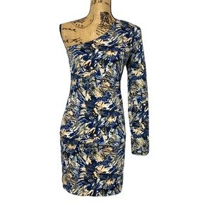 Deep Blue Off the Shoulder Long Sleeve Mini Bodycon Dress S